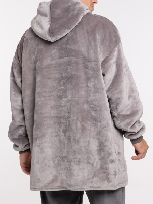 Sweat plaid uni gris homme