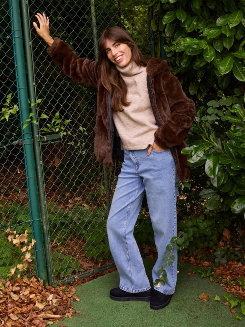 Manteau à capuche doux femme