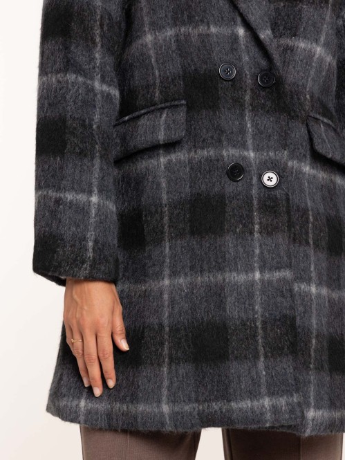 Manteau mi-long à carreaux...