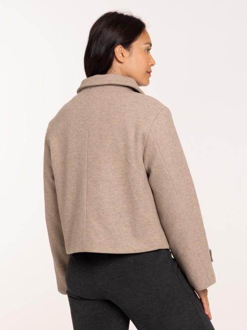 Manteau col montant beige...