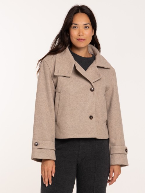 Manteau col montant beige...