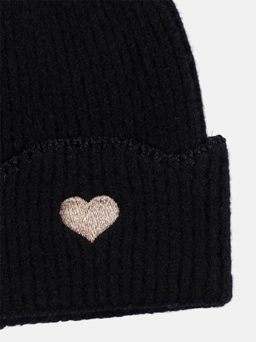 Bonnet en tricot noir femme