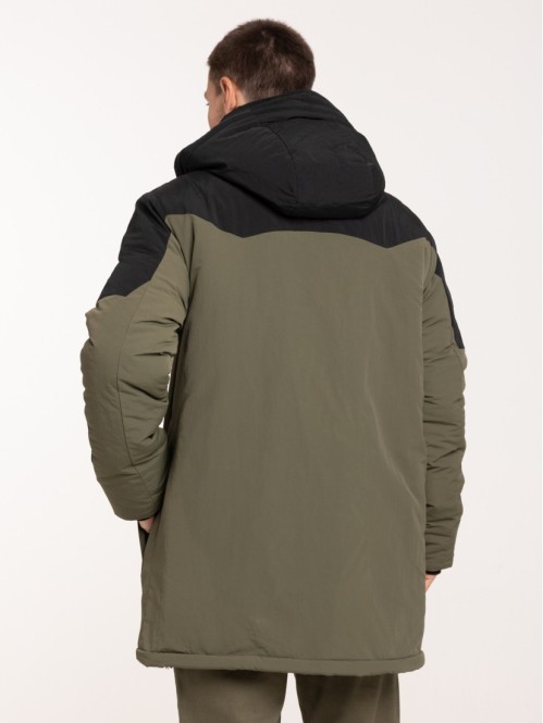Parka à capuche bicolore homme