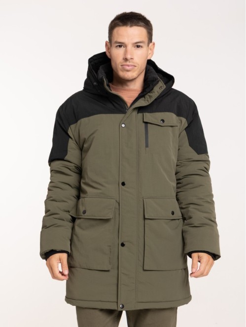 Parka à capuche bicolore homme