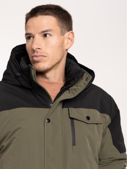 Parka à capuche bicolore homme