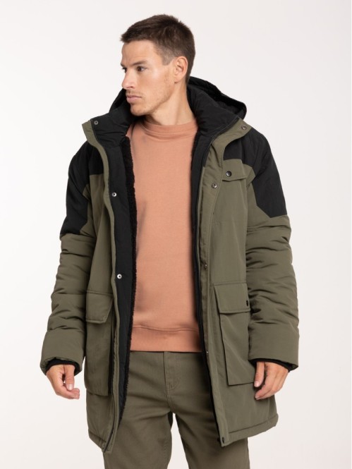 Parka à capuche bicolore homme