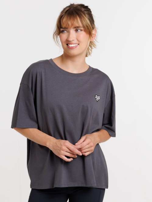 Tee-shirt coeur léopard femme