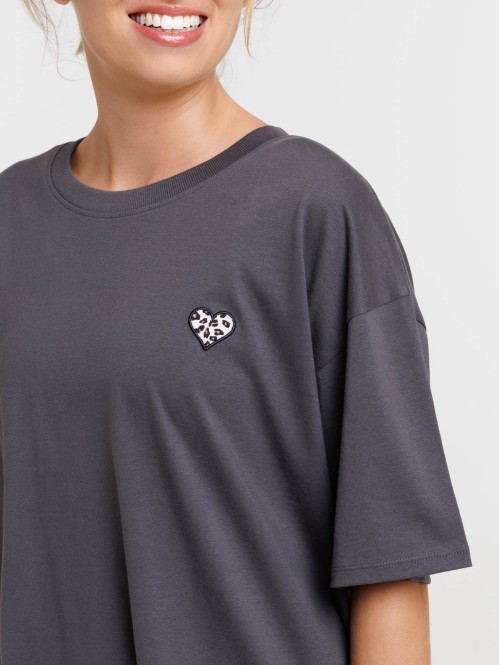 Tee-shirt coeur léopard femme