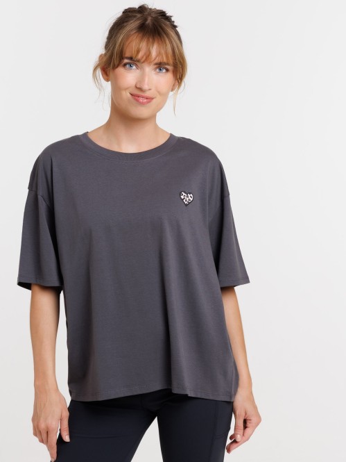 Tee-shirt coeur léopard femme