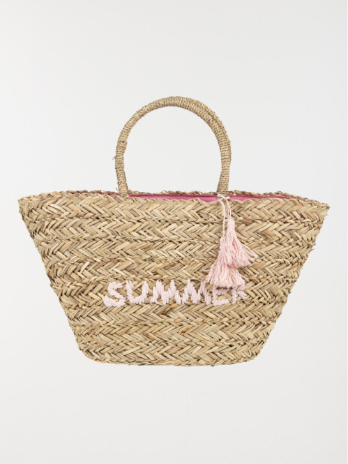 Panier de plage en paille femme