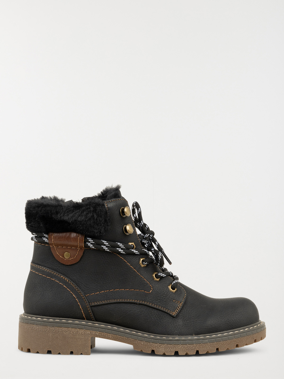 Bottines col fourré noir femme (36-41)