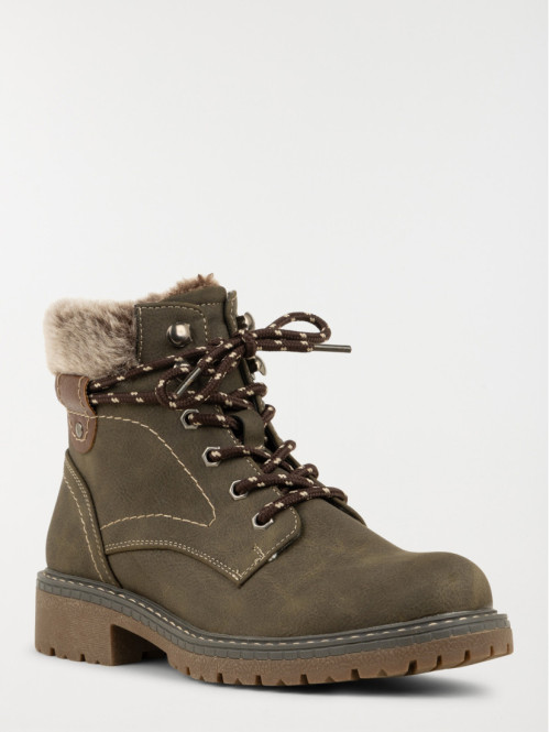 Bottines col fourré olive femme (36-41) Bottines col fourré olive femme (36-41)