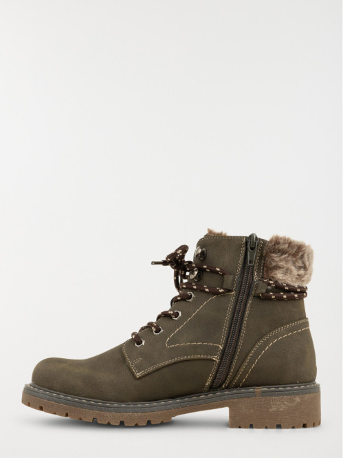 Bottines col fourré olive femme (36-41) Bottines col fourré olive femme (36-41)