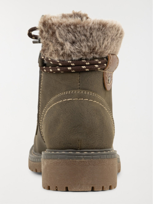 Bottines col fourré olive femme (36-41) Bottines col fourré olive femme (36-41)