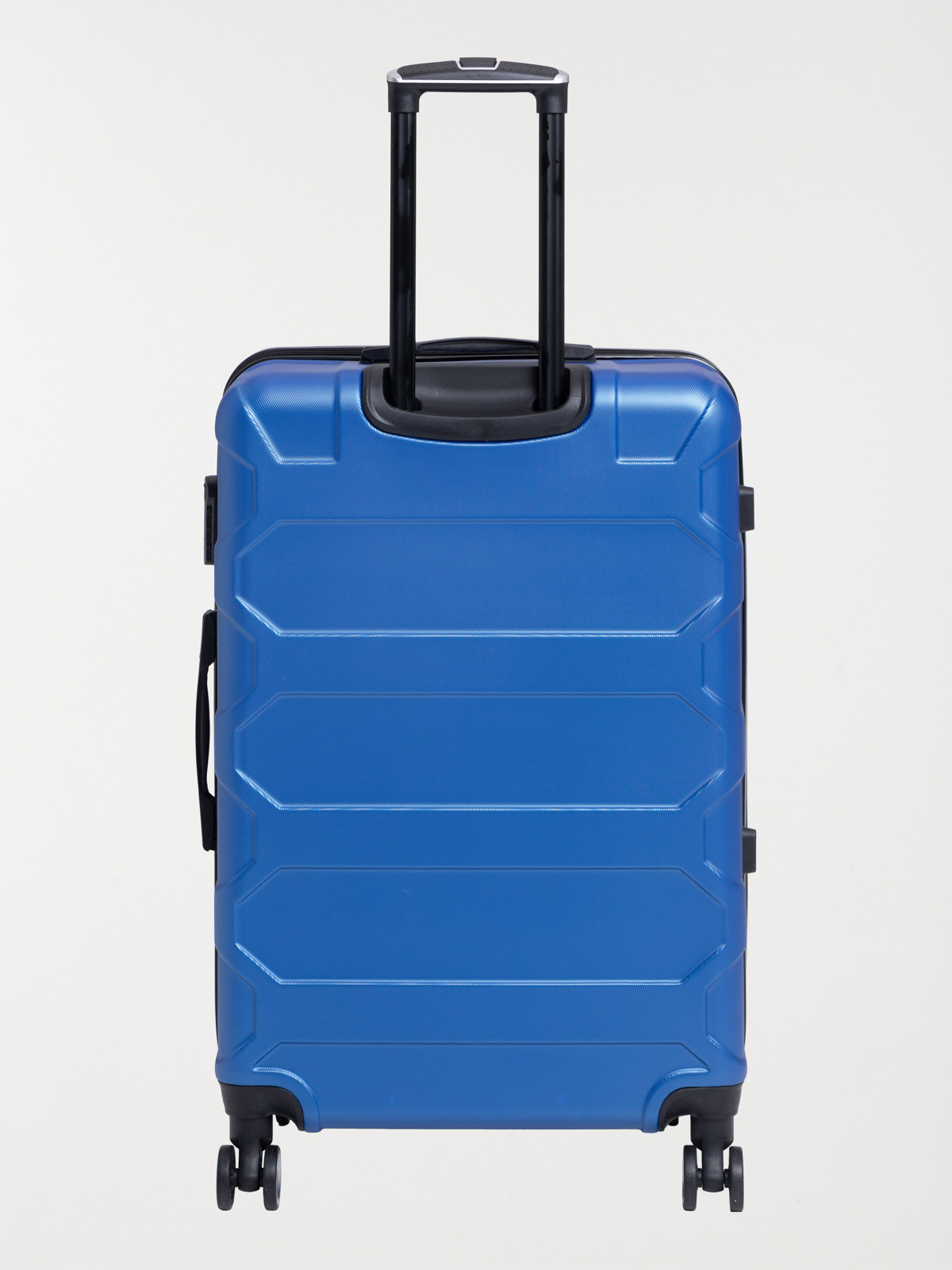 Valise rigide bleue à roulettes