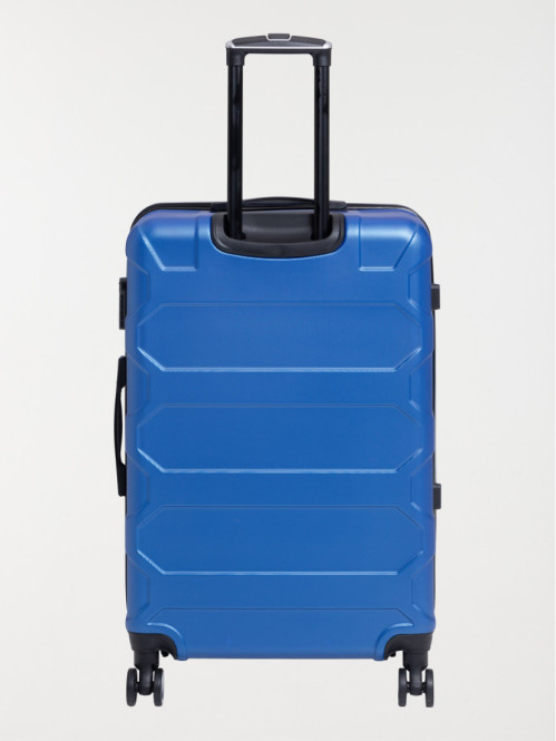 Valise rigide bleue à roulettes