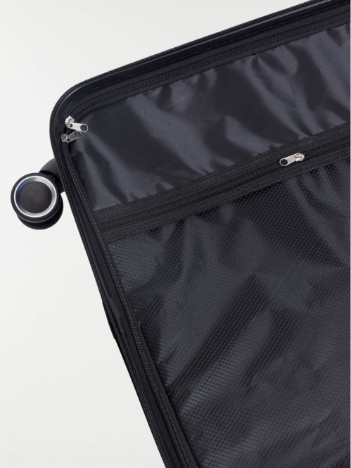 Valise rigide bleue à roulettes