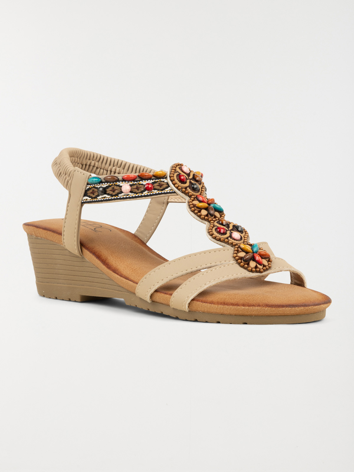 Sandale compensée perles femme (36-41)