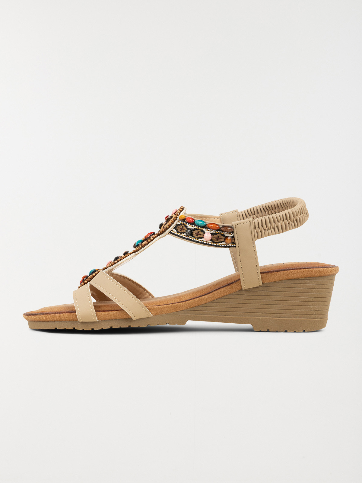 Sandale compensée perles femme (36-41)