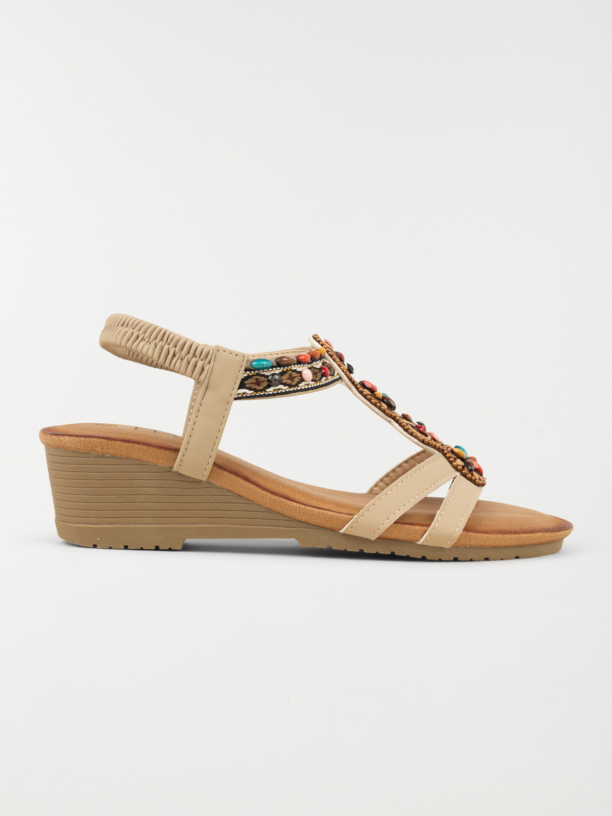 Sandale compensée perles femme (36-41)