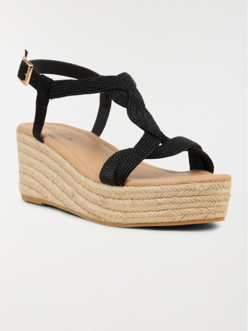 Sandales compensées femme noires (36-41)