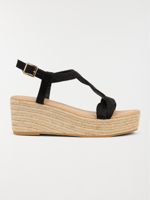 Sandales compensées femme noires (36-41)