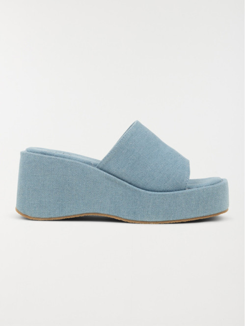 Mules compensées femme bleu jean (36-41)