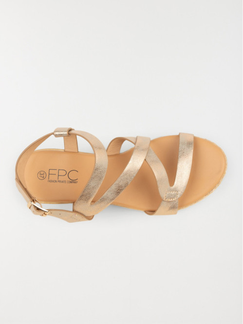 Sandales compensées dorées femme (36-41)