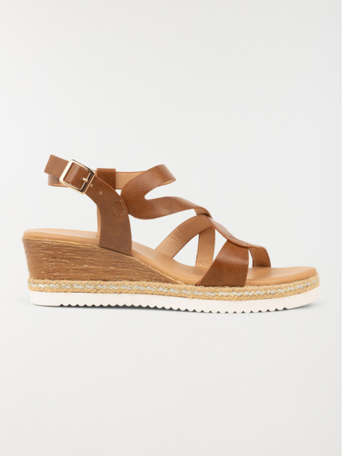 Sandales compensées camel femme (36-41)