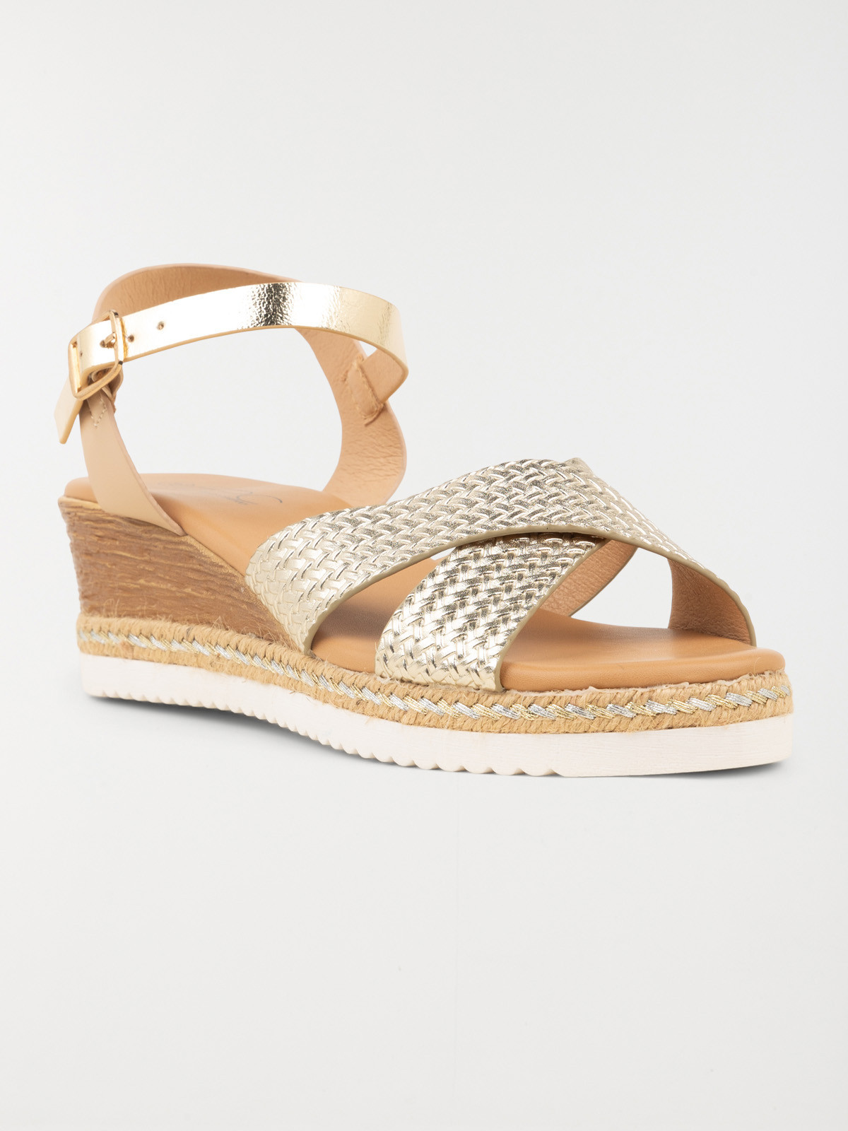 Sandales dorées compensées femme (36-41)