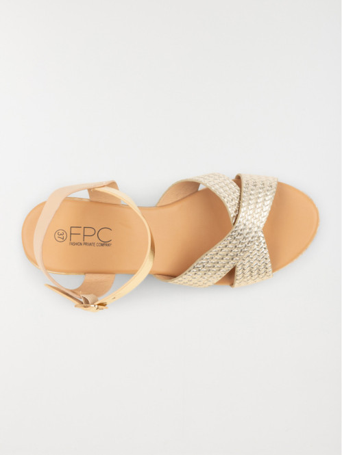 Sandales dorées compensées femme (36-41)