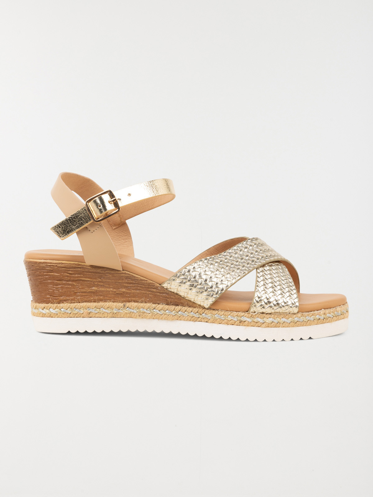Sandales dorées compensées femme (36-41)