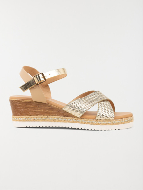 Sandales dorées compensées femme (36-41)