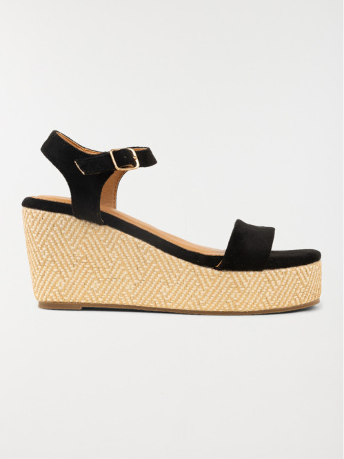 Sandales compensées femme noires (36-41)