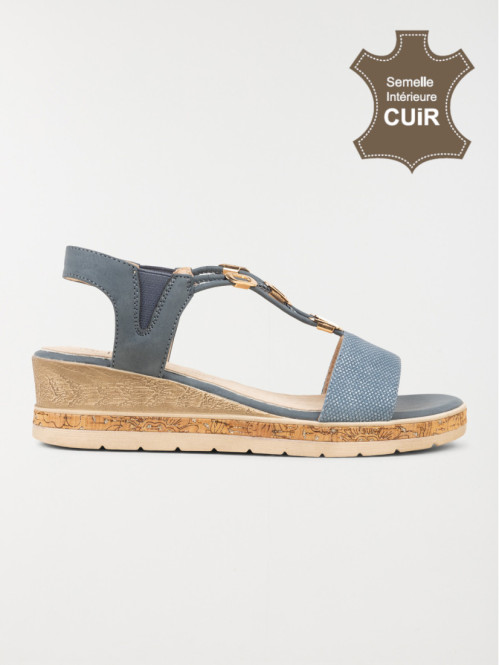 Sandales compensées femme marine (36-41)