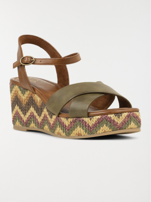 Sandales compensées femme olive (36-41) Sandales compensées femme olive (36-41)