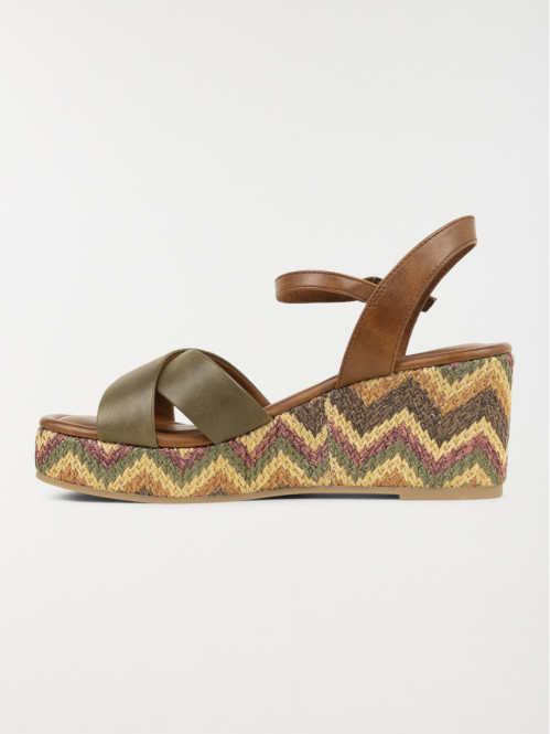 Sandales compensées femme olive (36-41) Sandales compensées femme olive (36-41)