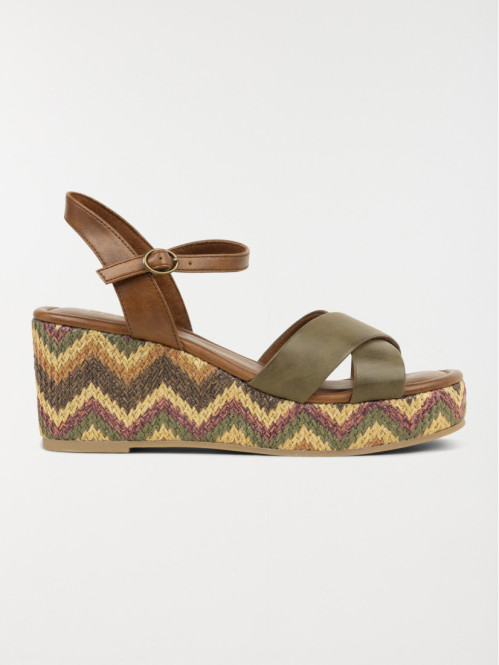 Sandales compensées femme olive (36-41)