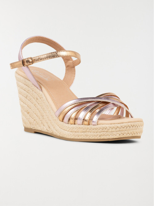 Sandale rose compensée femme (36-41) Sandale rose compensée femme (36-41)
