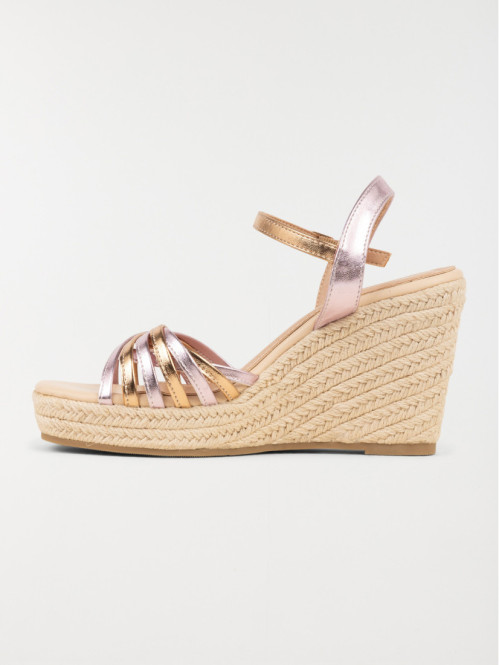 Sandale rose compensée femme (36-41) Sandale rose compensée femme (36-41)