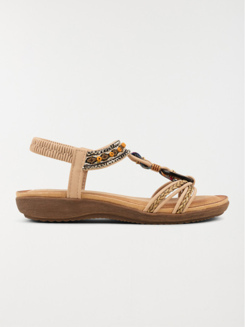 Sandale plate bijoux nude femme (36-41)