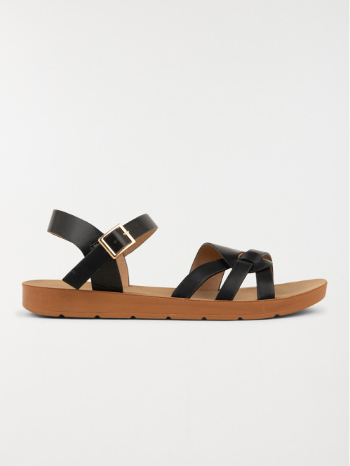 Sandale plate noire femme (36-41)