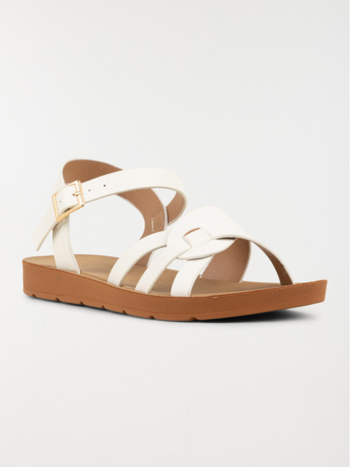 Sandale plate blanche femme (36-41) Sandale plate blanche femme (36-41)