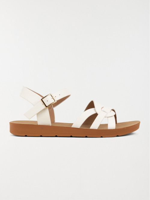 Sandale plate blanche femme (36-41) Sandale plate blanche femme (36-41)