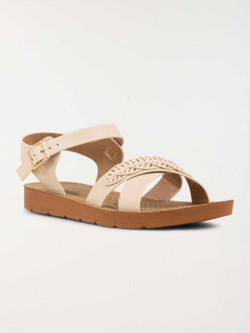 Sandales plates feuilles femme (36-41)