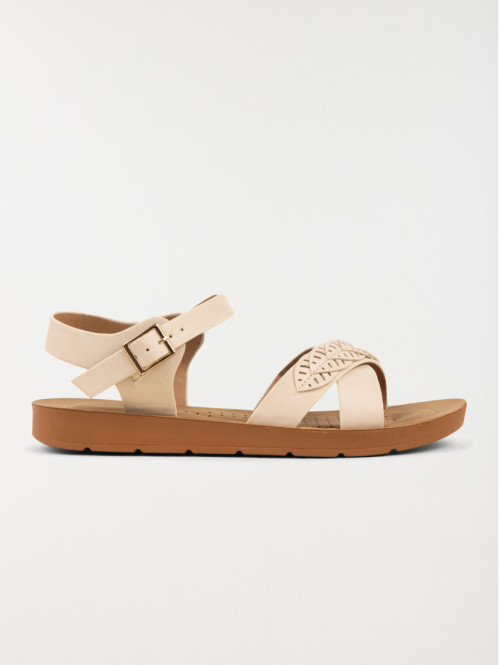 Sandales plates feuilles femme (36-41)