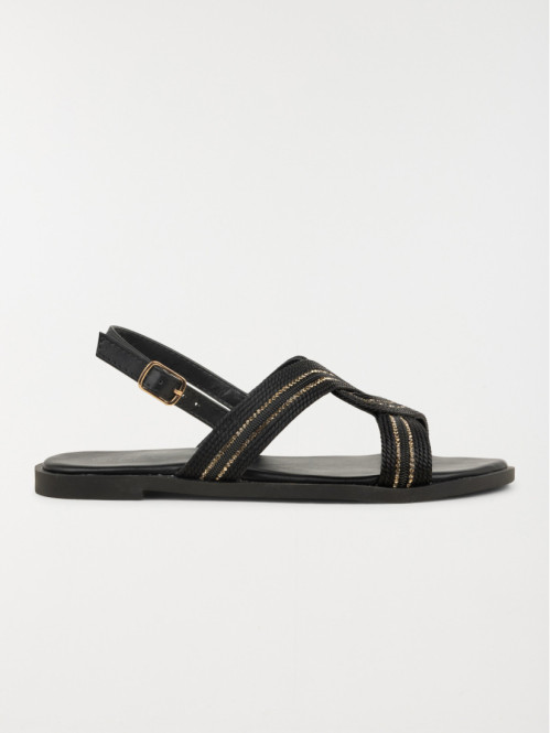 Sandale plate noire femme (36-41)