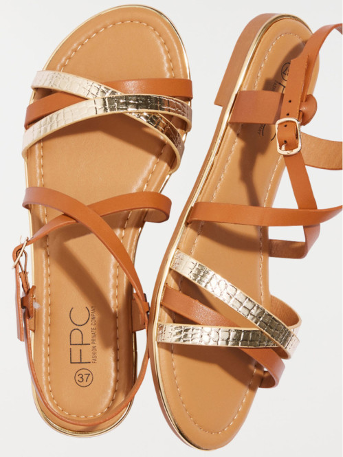 Sandales femme camel et doré (36-41)