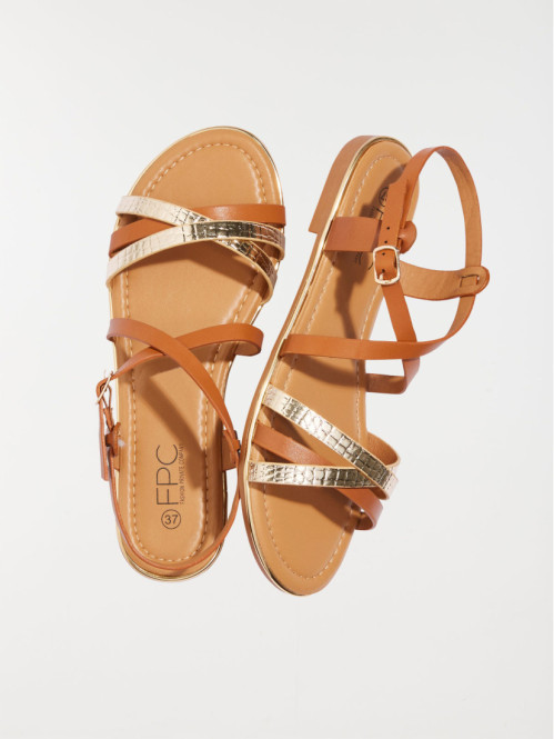 Sandales femme camel et doré (36-41)
