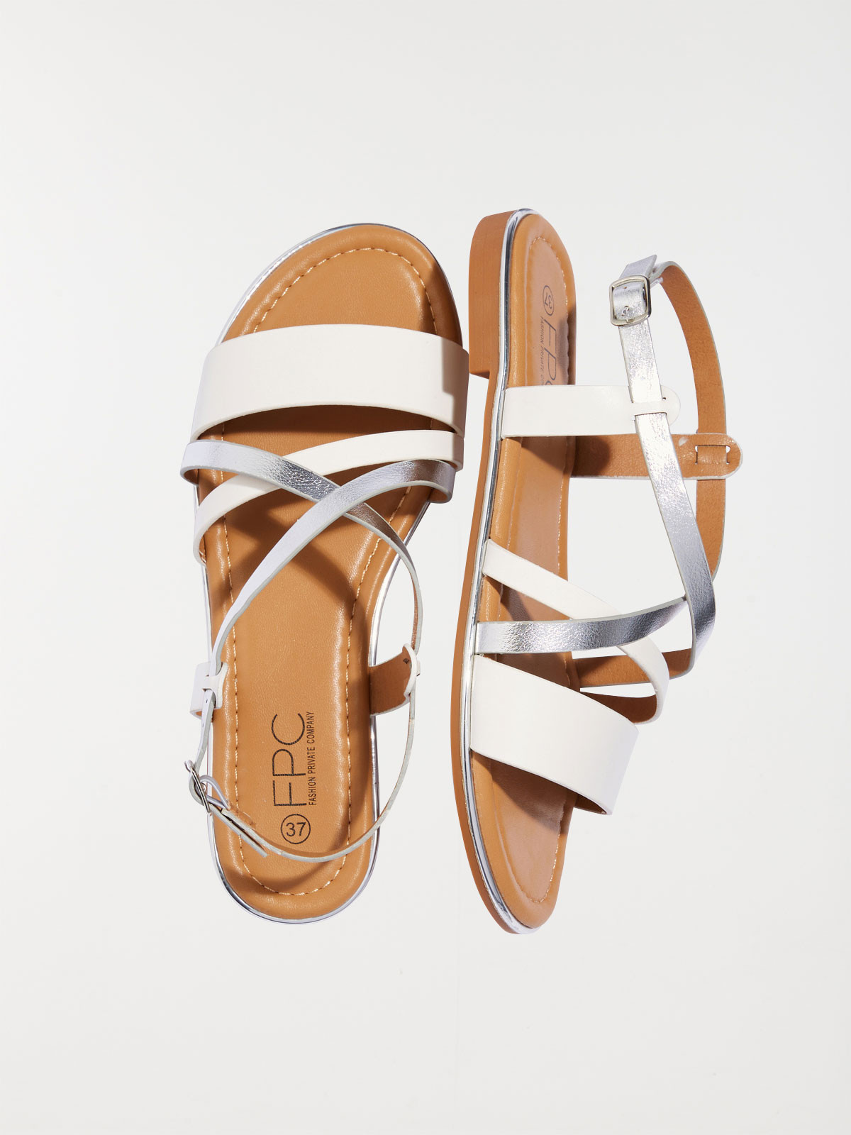 Sandales femme blanc et argenté (36-41)